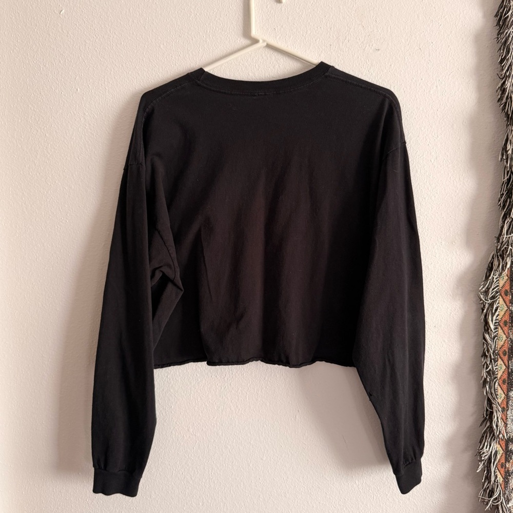 ▪️ Pink Floyd • Vintage Black Graphic Cropped Long Sleeve Shirt • Women’s XL - Picture 2 of 9